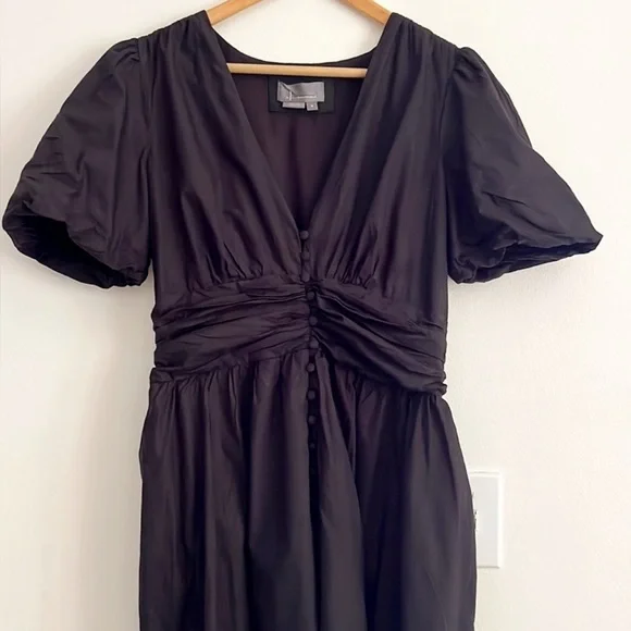 NWOT Anthropologie Katerina Button-Front Midi Dress Black - Picture 5 of 8